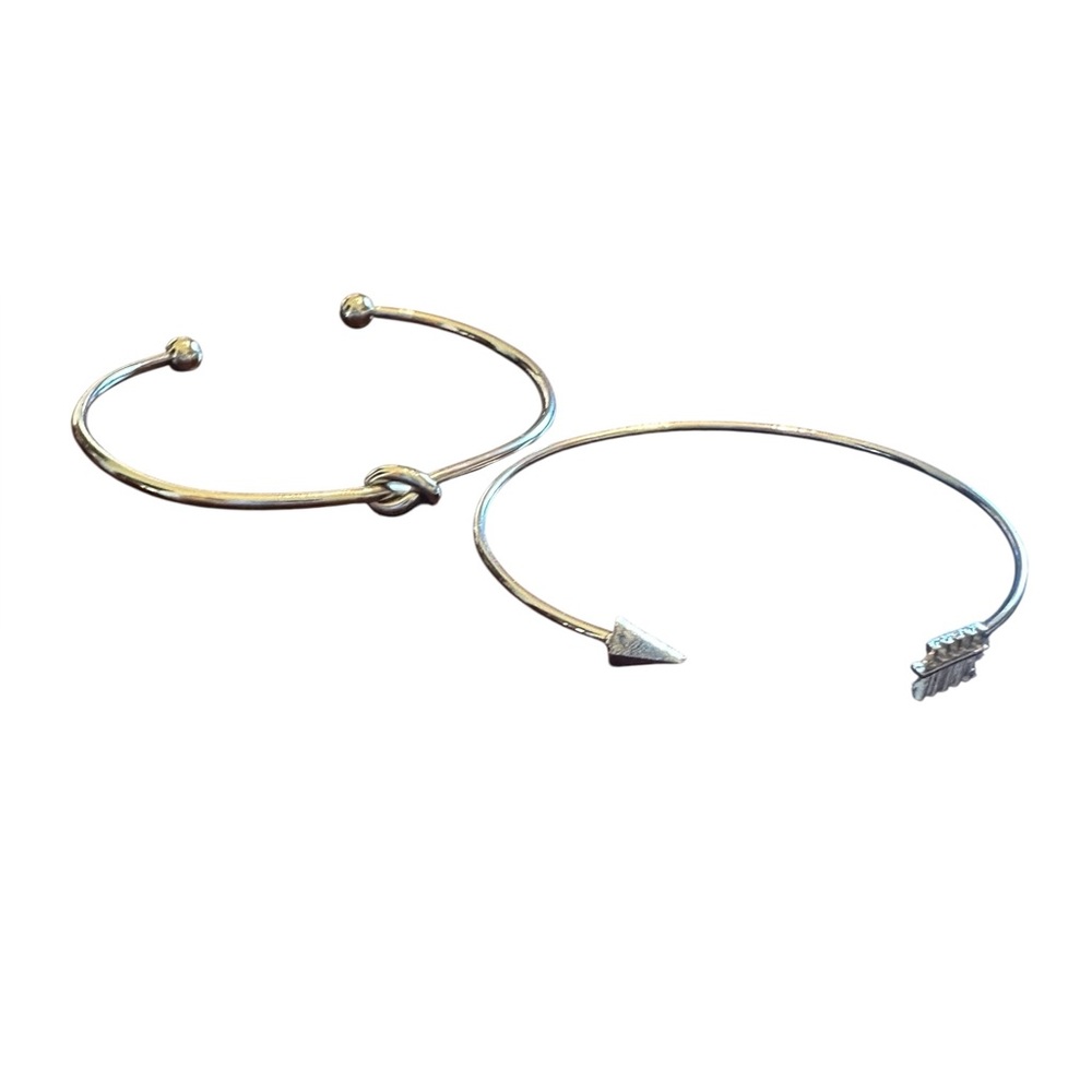 2 Piece Silver Cuff Bangle Bracelet Set